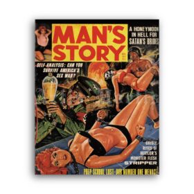 Printable Sexy beauty torture - Man's Story magazine cover poster - vintage print poster