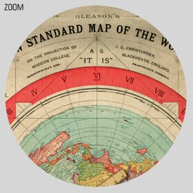 Printable Flat Earth Gleason's vintage map, alternative science poster - vintage print poster