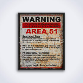 Printable Area 51 sign, UFO, military, ufology poster - vintage print poster