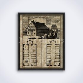 Printable Bamberg Death Factory Medieval Witch Prison plan - vintage print poster