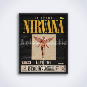 Printable Nirvana - In Utero 1994 tour German poster, canceled concert - vintage print poster