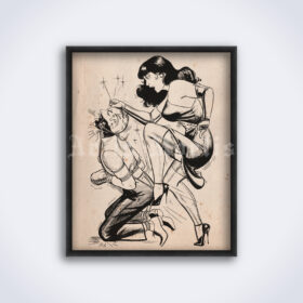 Printable Femdom, Bettie Page dominatrix - art by Eric Stanton - vintage print poster