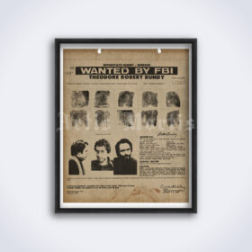 Printable Ted Bundy Wanted by FBI fingerprints poster - vintage print poster