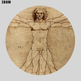 Printable Vitruvian Man drawing manuscript by Leonardo Da Vinci - vintage print poster