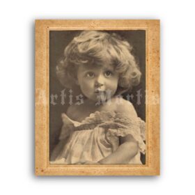 Printable Victorian baby photo - antique child, little cutie girl portrait - vintage print poster