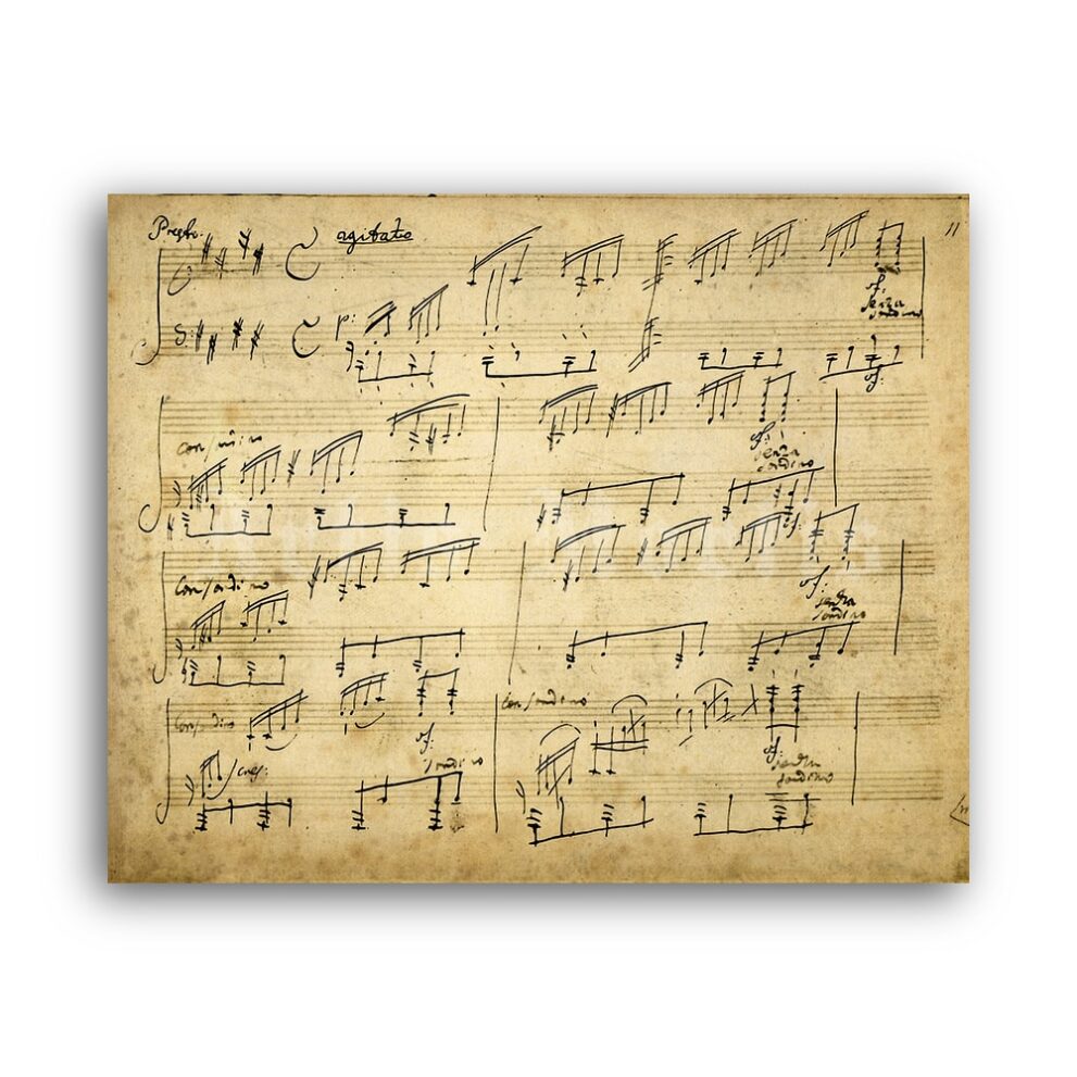 Printable Ludwig van Beethoven Moonlight Sonata original handwritten score - vintage print poster