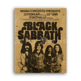 Printable Black Sabbath - 1973 vintage hard rock concert poster - vintage print poster