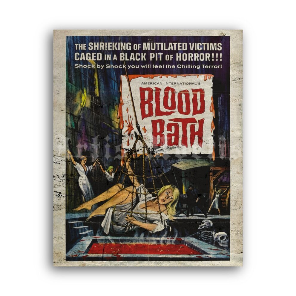 Printable Blood Bath vintage 1966 horror grindhouse b-movie poster - vintage print poster