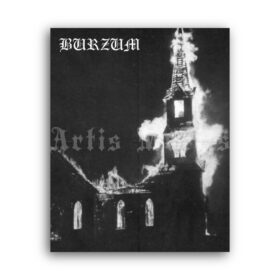 Printable Burzum - Burning church poster, black metal print - vintage print poster