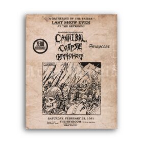 Printable Cannibal Corpse, Baphomet, Zero Tolerance vintage 1991 flyer - vintage print poster
