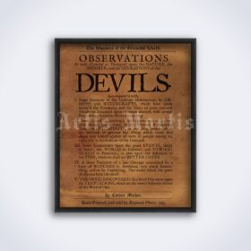 Printable Salem Witch Trials, The Wonders of the Invisible World by Cotton Mather - vintage print poster