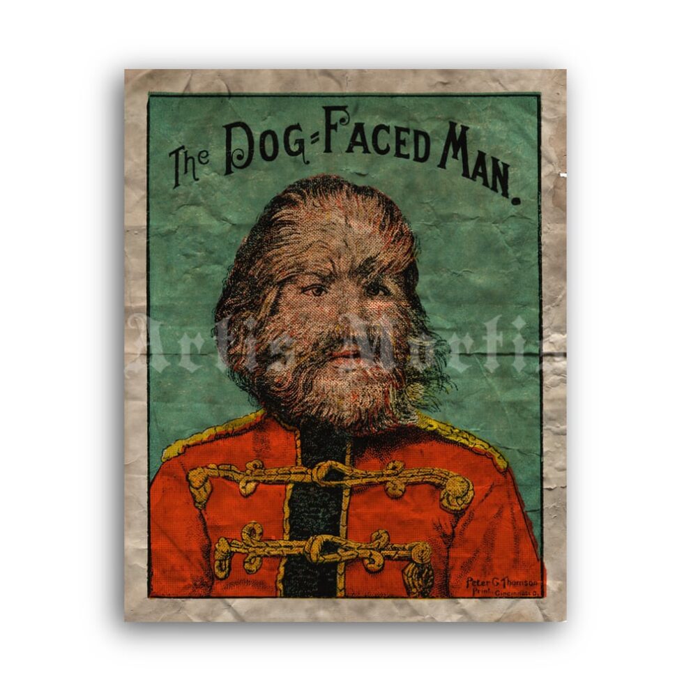 Printable Dog Faced Boy 1880s antique circus freak show poster - vintage print poster