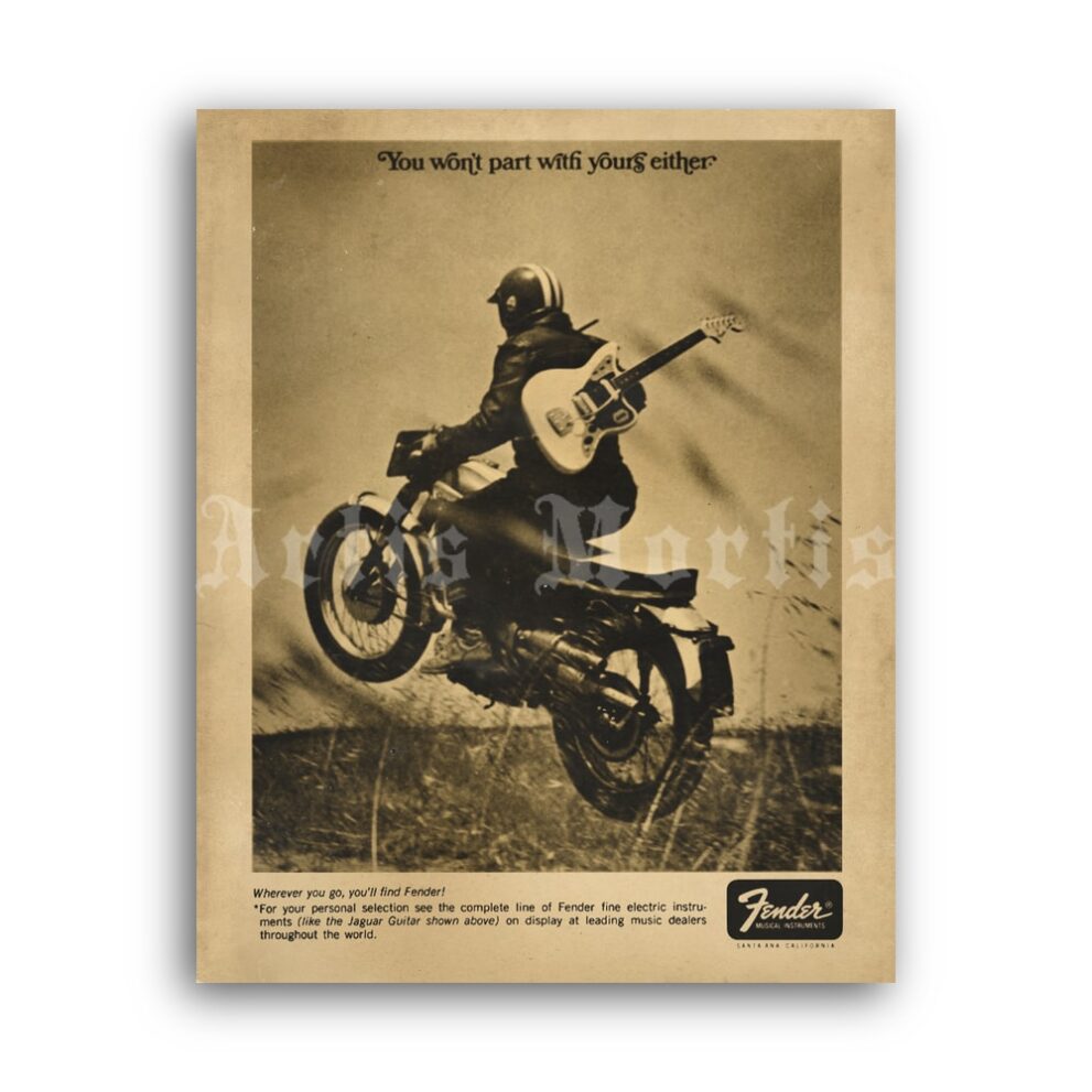 Printable Fender vintage 1960s guitar advertising poster - vintage print poster