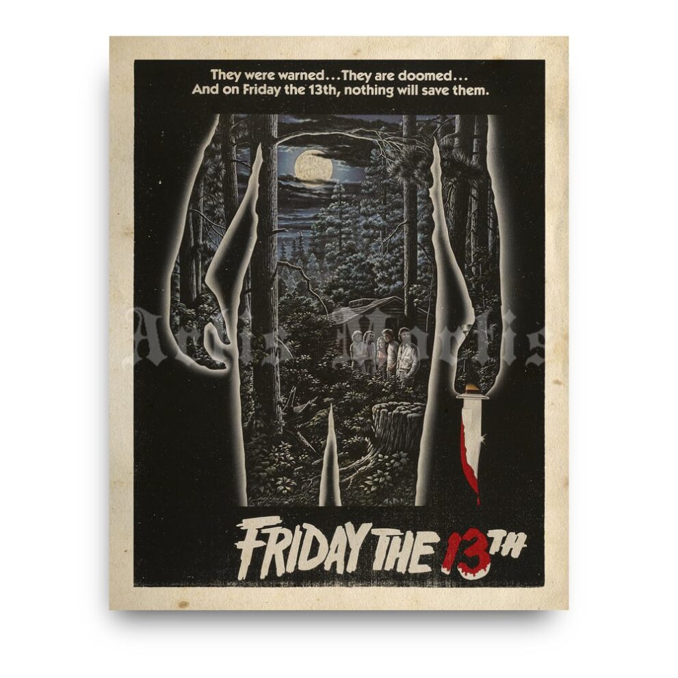 Printable Friday the 13th vintage 1980 horror movie poster - vintage print poster