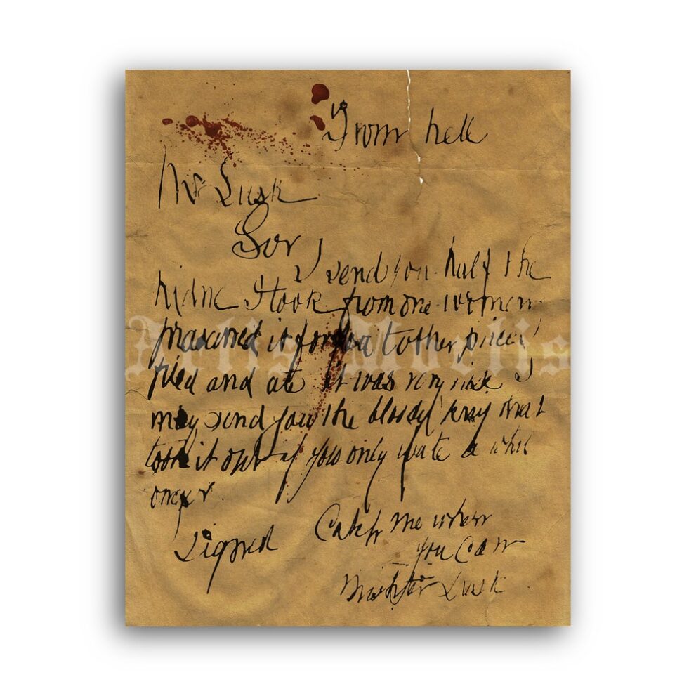 Printable Jack the Ripper serial killer - From Hell letter poster - vintage print poster