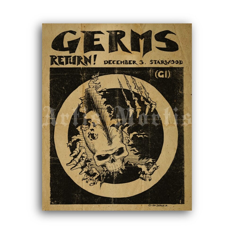 Printable The Germs - GI, the last show 1980 flyer, punk rock, hardcore - vintage print poster