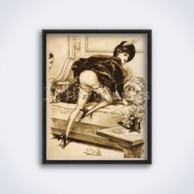Printable Enema illustration - French risque, boudoir art by Herric - vintage print poster