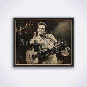 Printable Johnny Cash middle finger photo - Flipping the bird poster - vintage print poster
