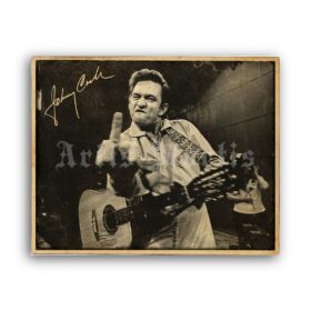 Printable Johnny Cash middle finger photo - Flipping the bird poster - vintage print poster