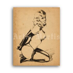 Printable Girl in bondage - fetish art by John Willie - vintage print poster