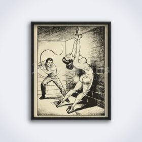 Printable Spanking, flagellation, bondage illustration by Joe Shuster - vintage print poster