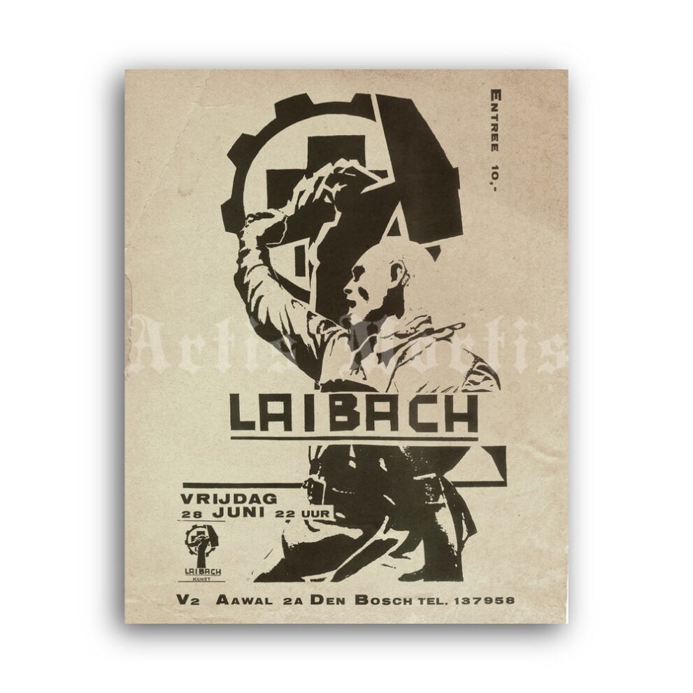 Printable Laibach exhibition poster, industrial music, avant-garde art - vintage print poster