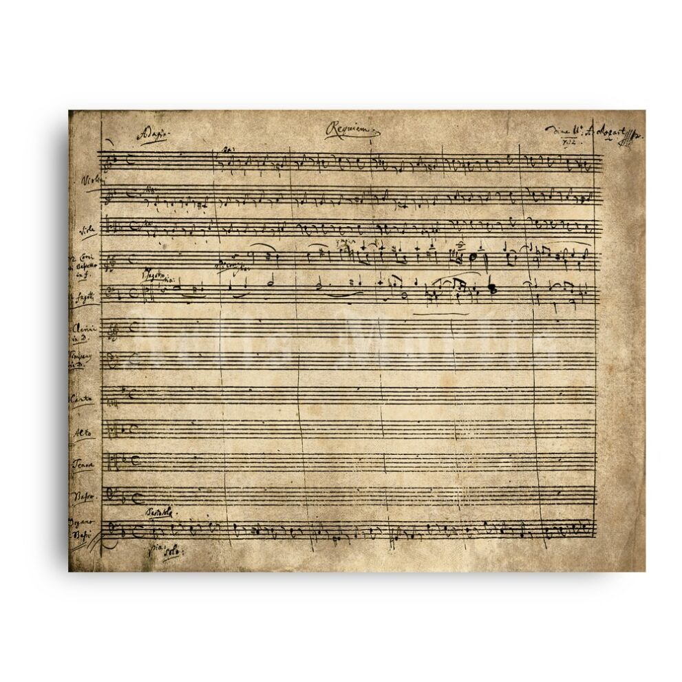 Printable Wolfgang Amadeus Mozart Requiem original handwritten score - vintage print poster