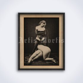 Printable Mistress and slave girls French risque photo by Ostra Studio - vintage print poster