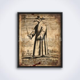 Printable Plague Doctor medieval dark art, black death poster - vintage print poster