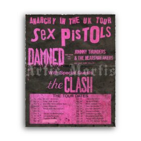 Printable Sex Pistols - Anarchy in the UK tour - vintage punk rock poster - vintage print poster