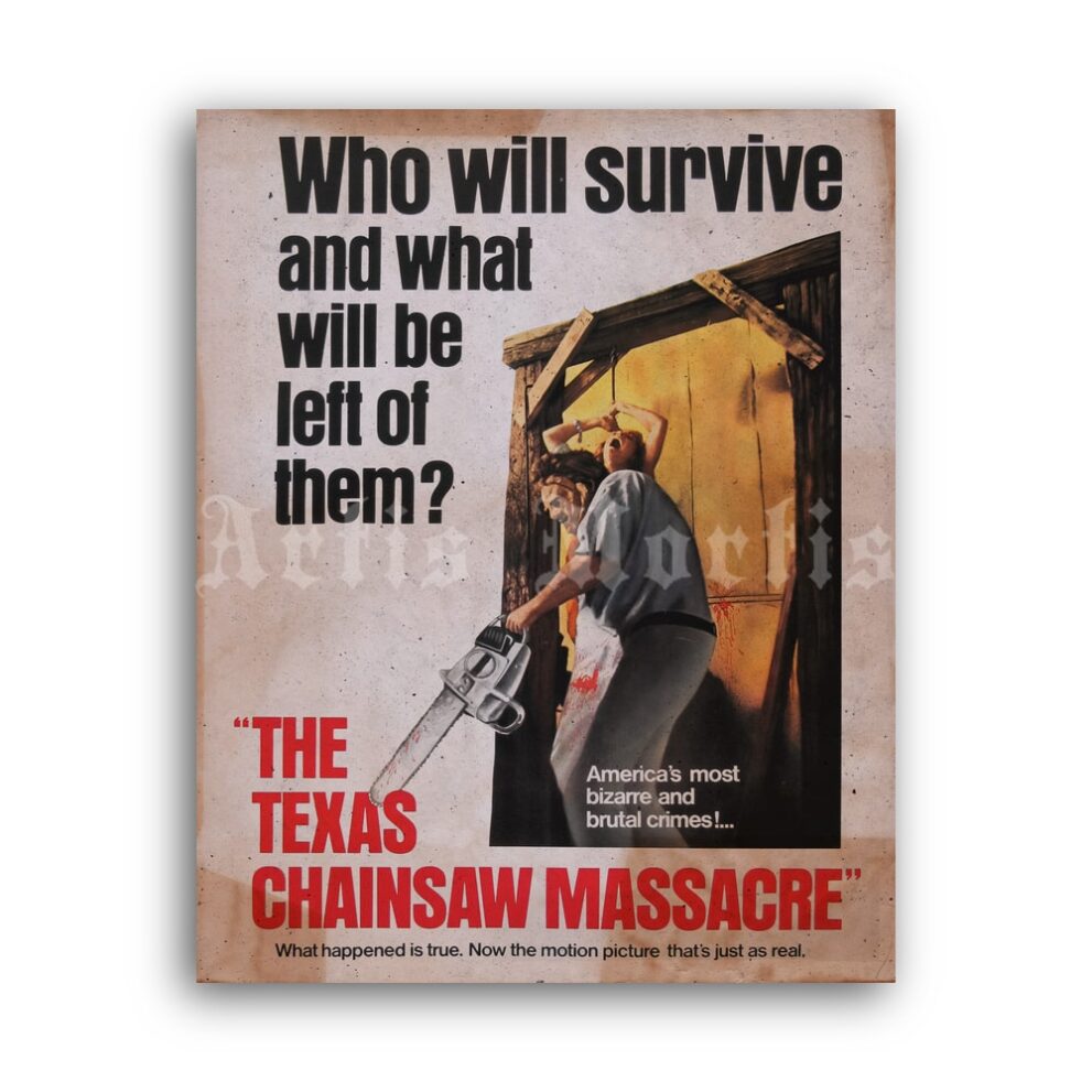 Printable The Texas Chainsaw Massacre 1974 horror movie poster - vintage print poster