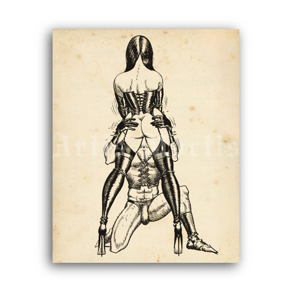 Printable Femdom, female domination art by Bill Ward - vintage print poster