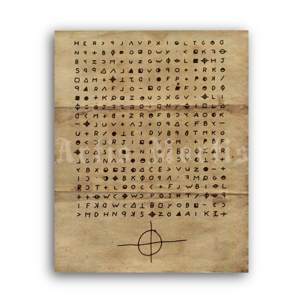 Printable Zodiac Killer Cipher letter cryptogram serial killer poster - vintage print poster