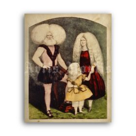 Printable Wonderful Albino Family antique circus freak show poster - vintage print poster