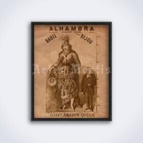Printable Alhambra Giant Amazon Queen antique circus freak show poster - vintage print poster