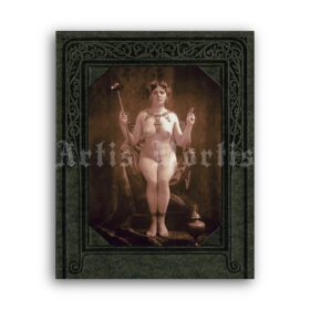 Printable Babalon Goddess, Scarlet Woman antique photo - vintage print poster