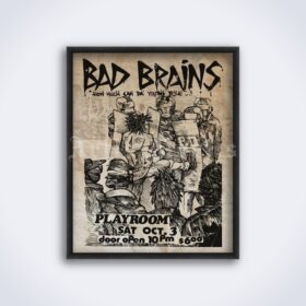 Printable Bad Brains vintage 1980s hardcore punk rock concert flyer - vintage print poster