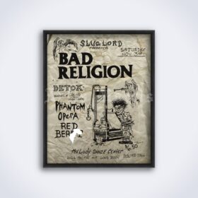 Printable Bad Religion, Detox 1980s hardcore punk rock concert flyer - vintage print poster