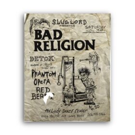 Printable Bad Religion, Detox 1980s hardcore punk rock concert flyer - vintage print poster