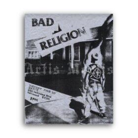 Printable Bad Religion 1988 hardcore punk rock concert flyer poster - vintage print poster