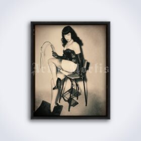 Printable Bettie Page mistress femdom vintage pin-up photo poster - vintage print poster