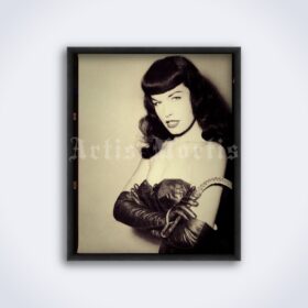 Printable Bettie Page mistress portrait vintage pin-up photo poster - vintage print poster