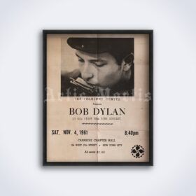 Printable Bob Dylan - First New York Concert 1961 vintage flyer poster - vintage print poster