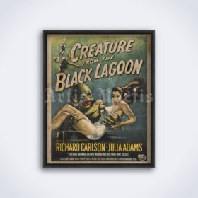 Printable Creature from the Black Lagoon vintage horror sci-fi movie poster - vintage print poster