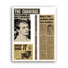 Printable Jeffrey Dahmer newspapers clippings scrapbook poster - vintage print poster