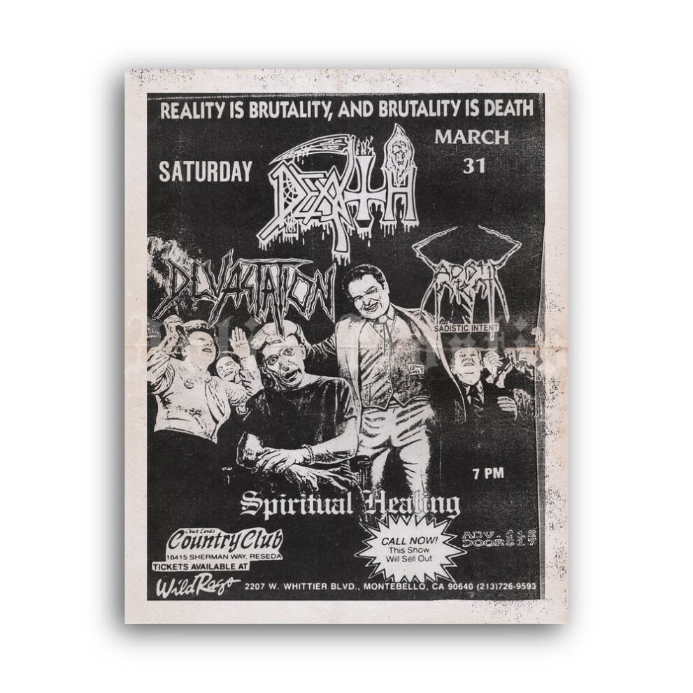 Printable Death - Spiritual Healing 1990 album poster, metal music print - vintage print poster