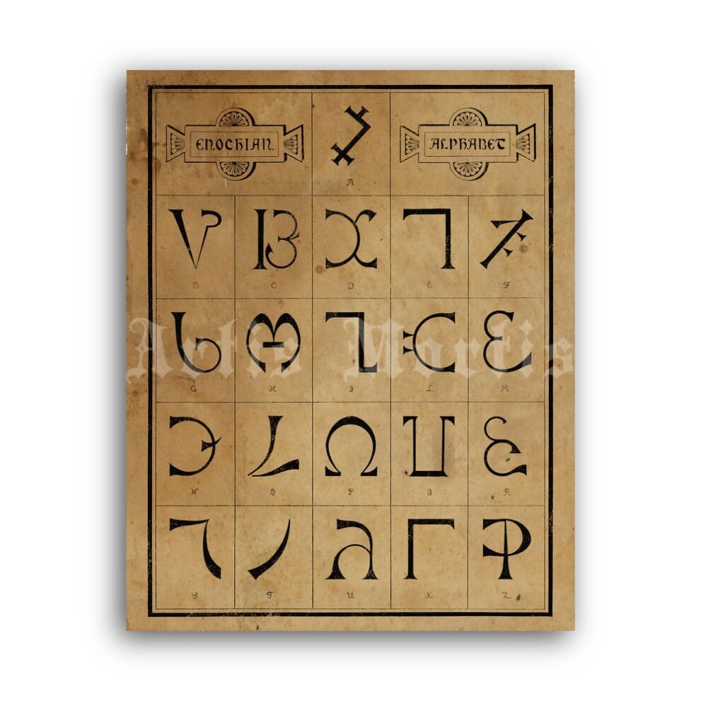 Printable Enochian Alphabet by John Dee, Edward Kelley - magick poster - vintage print poster