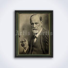 Printable Sigmund Freud with cigar antique photo portrait - vintage print poster