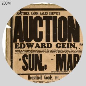Printable Ed Gein Farm auction sale broadside - vintage serial killer poster - vintage print poster