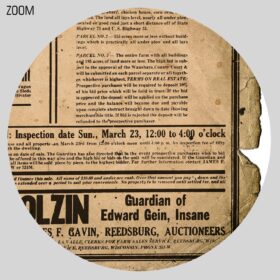 Printable Ed Gein Farm auction sale broadside - vintage serial killer poster - vintage print poster